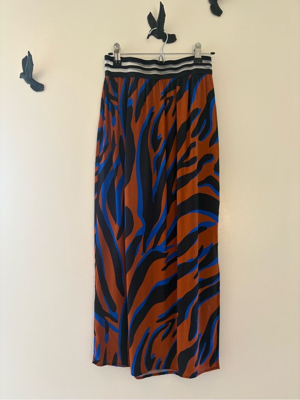 Kada Midi Skirt Rust, Blue & Black Abstract, Unique 💗